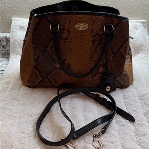 Coach Tan and Black Snake Print Satchel